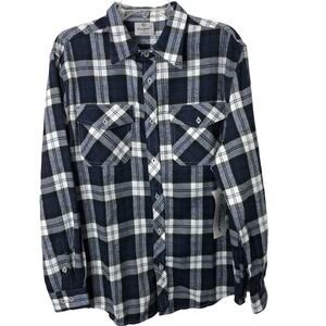 Centro NWT Men's Navy Blue Plaid Flannel Long Sleeve Shirt Size XL